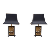 Paire de lampes de table Maison Le Dauphin Pagode, France années 1970