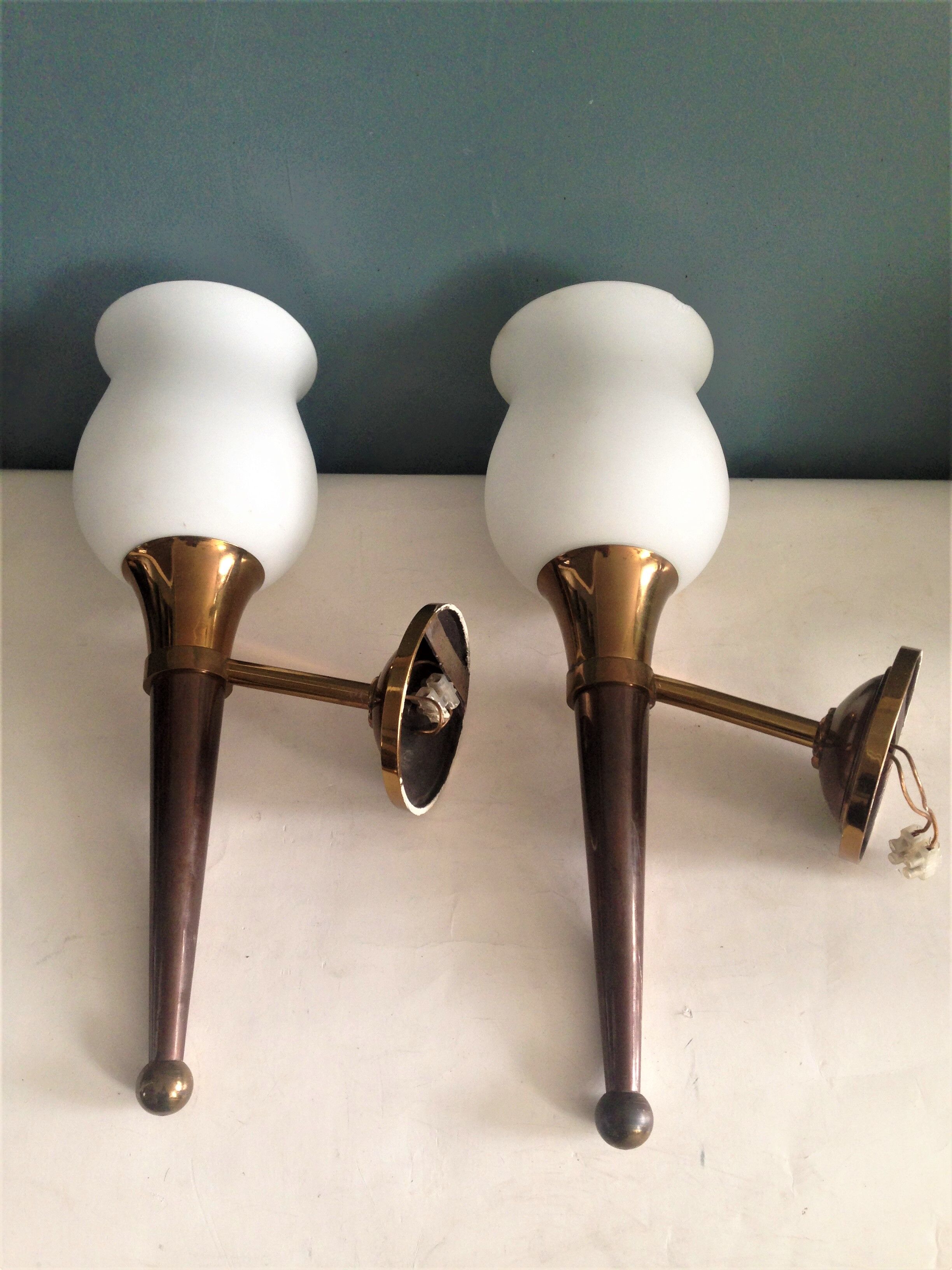 Pair of torch wall lamps