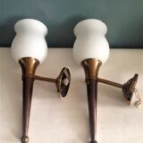 Pair of torch wall lamps
