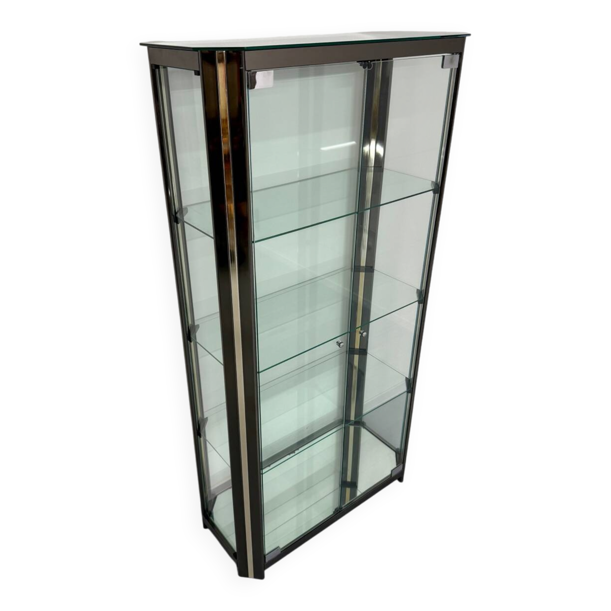 Antique display cabinet shelf in brass metal Italian design from the 70s