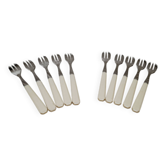 Set of 10 cake forks from the 60s