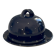 Vintage artisanal blue night ceramic butter dish in Alsatian style.