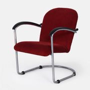 414 armchair by W.H. Gispen for Gispen, 1950s – red, cantilever tube frame