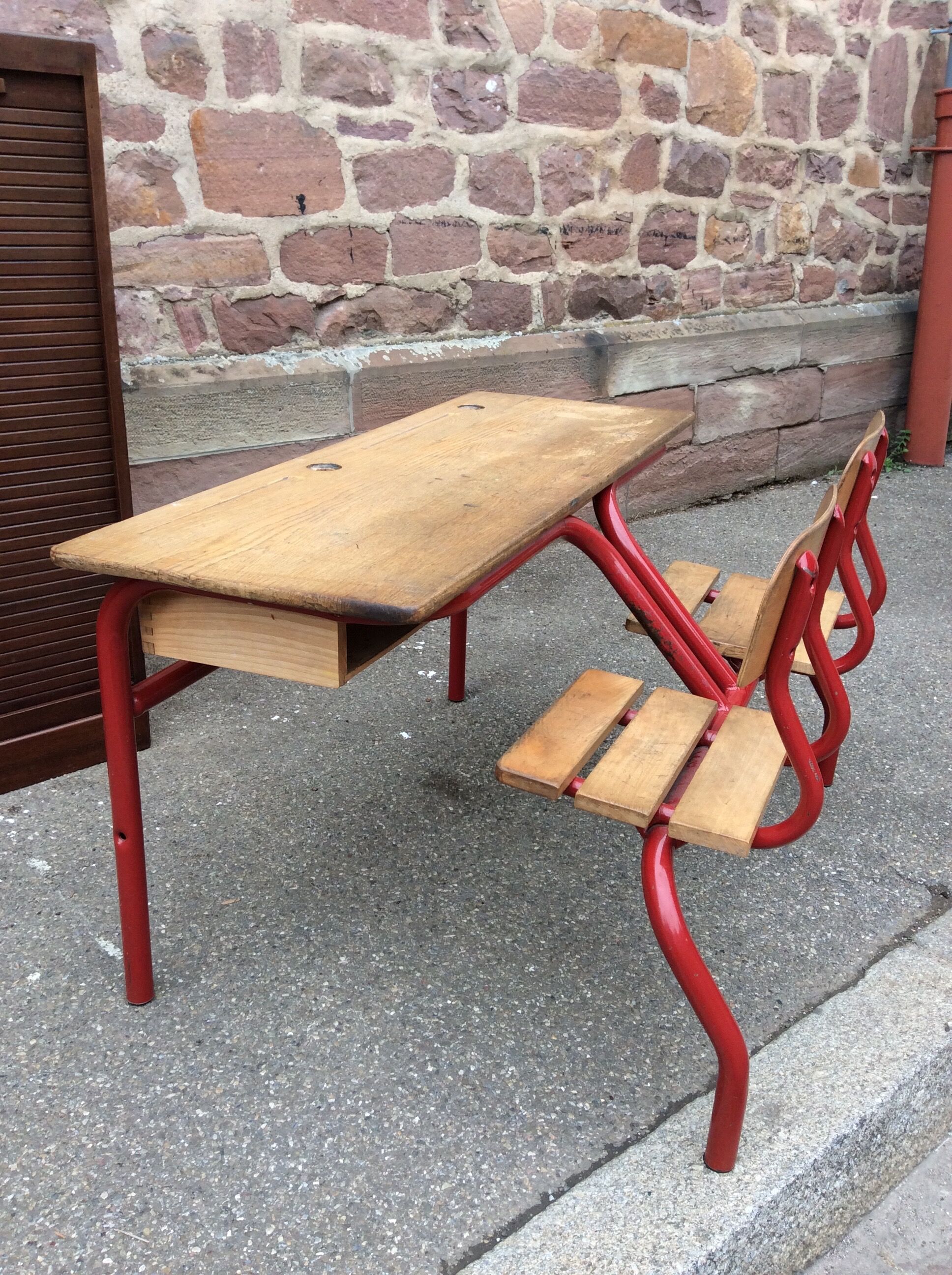 School desk school desk double vintage bench 1960