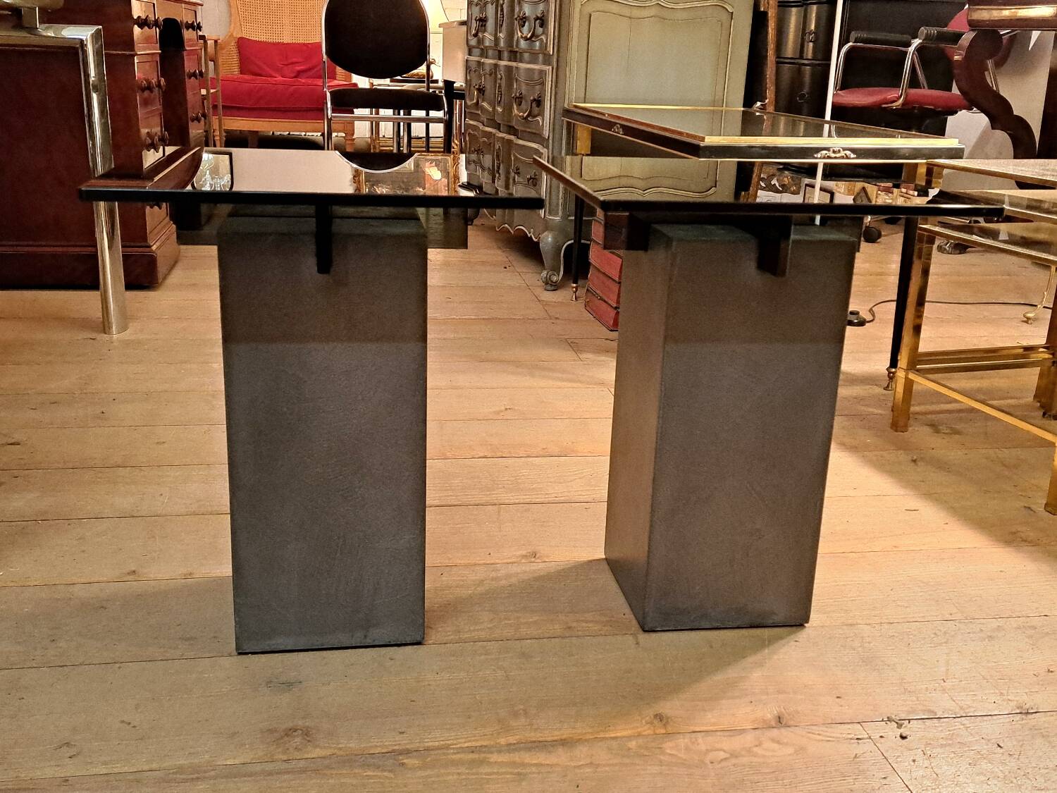 Pair of Roche Bobois side tables by L. Morgaine