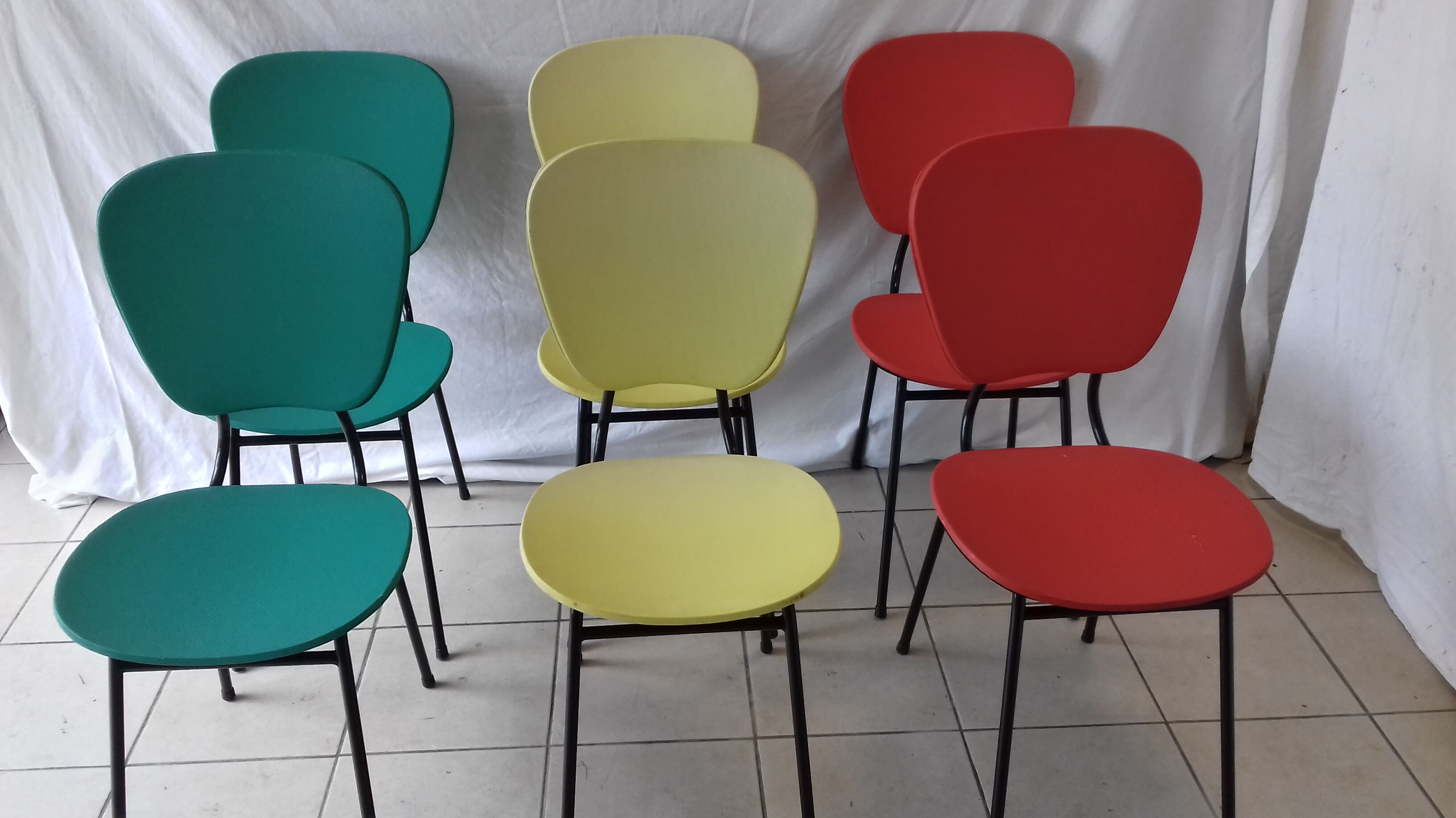 Colorful vinyl vintage chairs