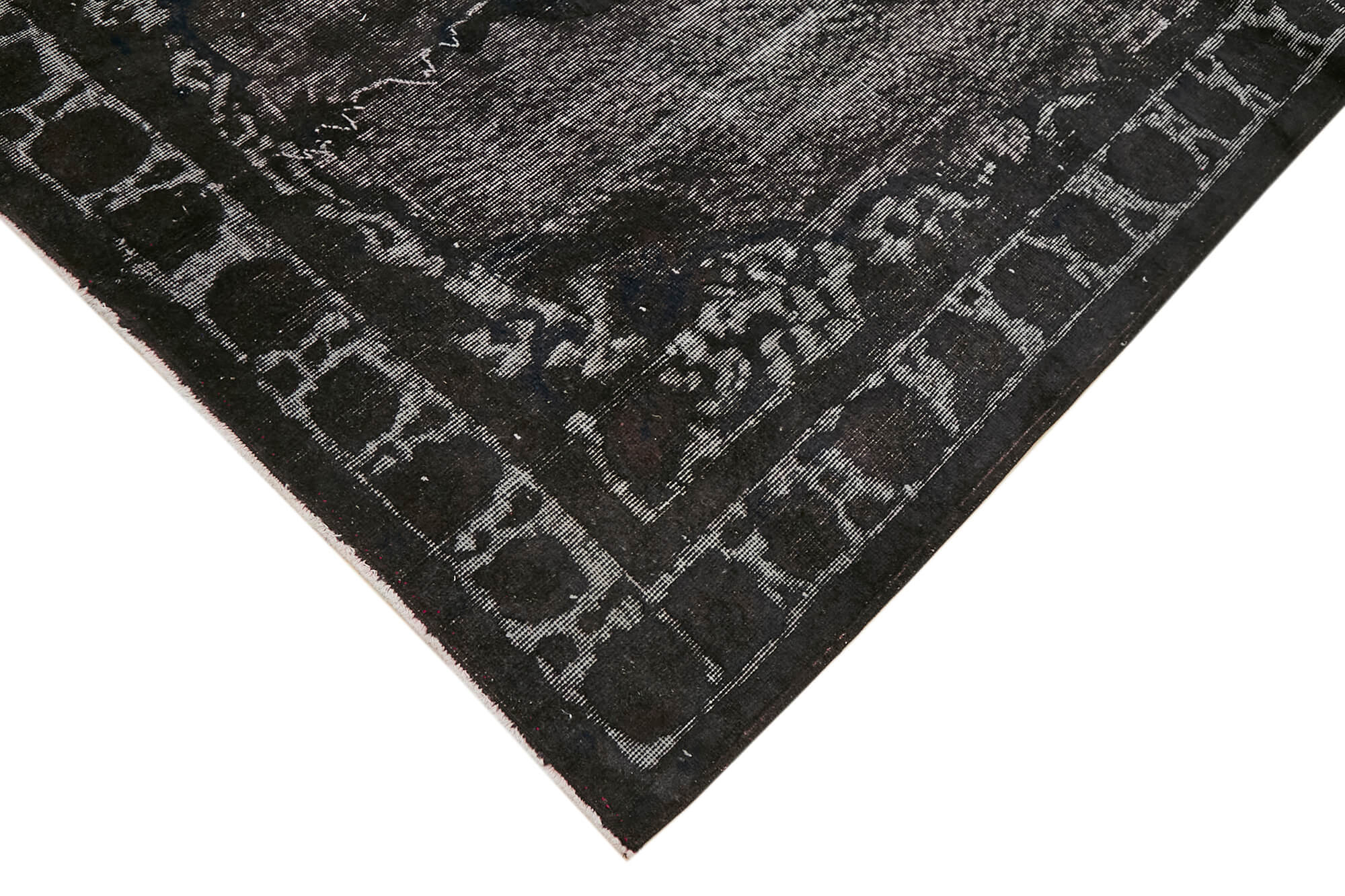 Handmade hi-low pile oriental 1980s 153 cm x 261 cm black rug