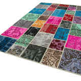 Handwoven anatolian contemporary 206 cm x 305 cm multicolor patchwork carpet