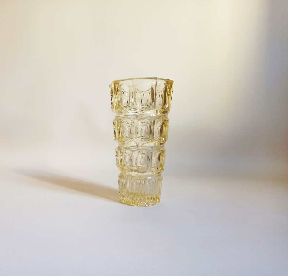 Pressed molded glass vase 50s Height 25 cm