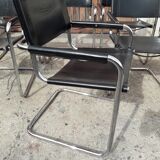6 Bauhaus armchairs steel and leather / design