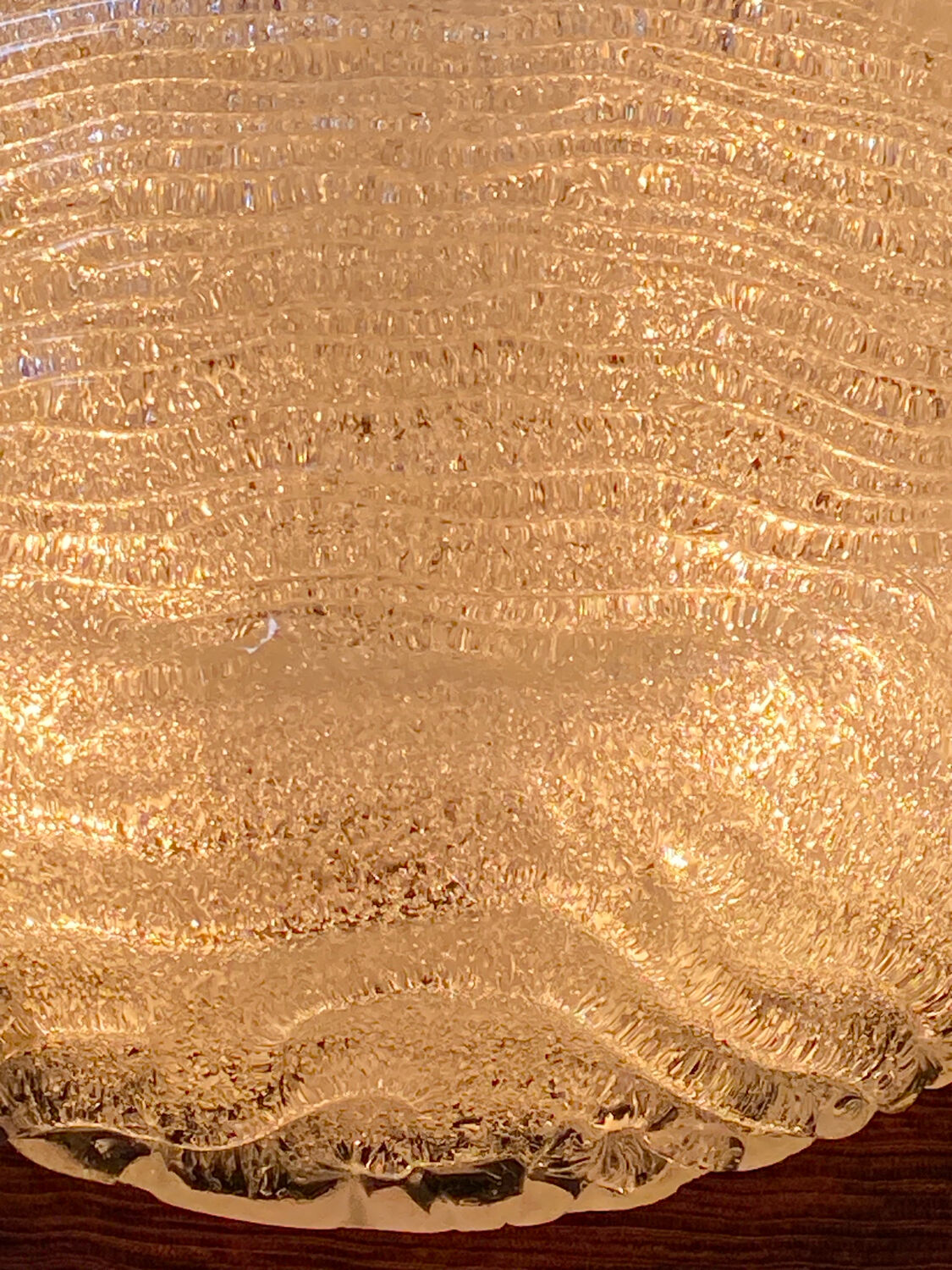 Vintage 1980s Round Molded Glass Ice Cube Wall Sconce