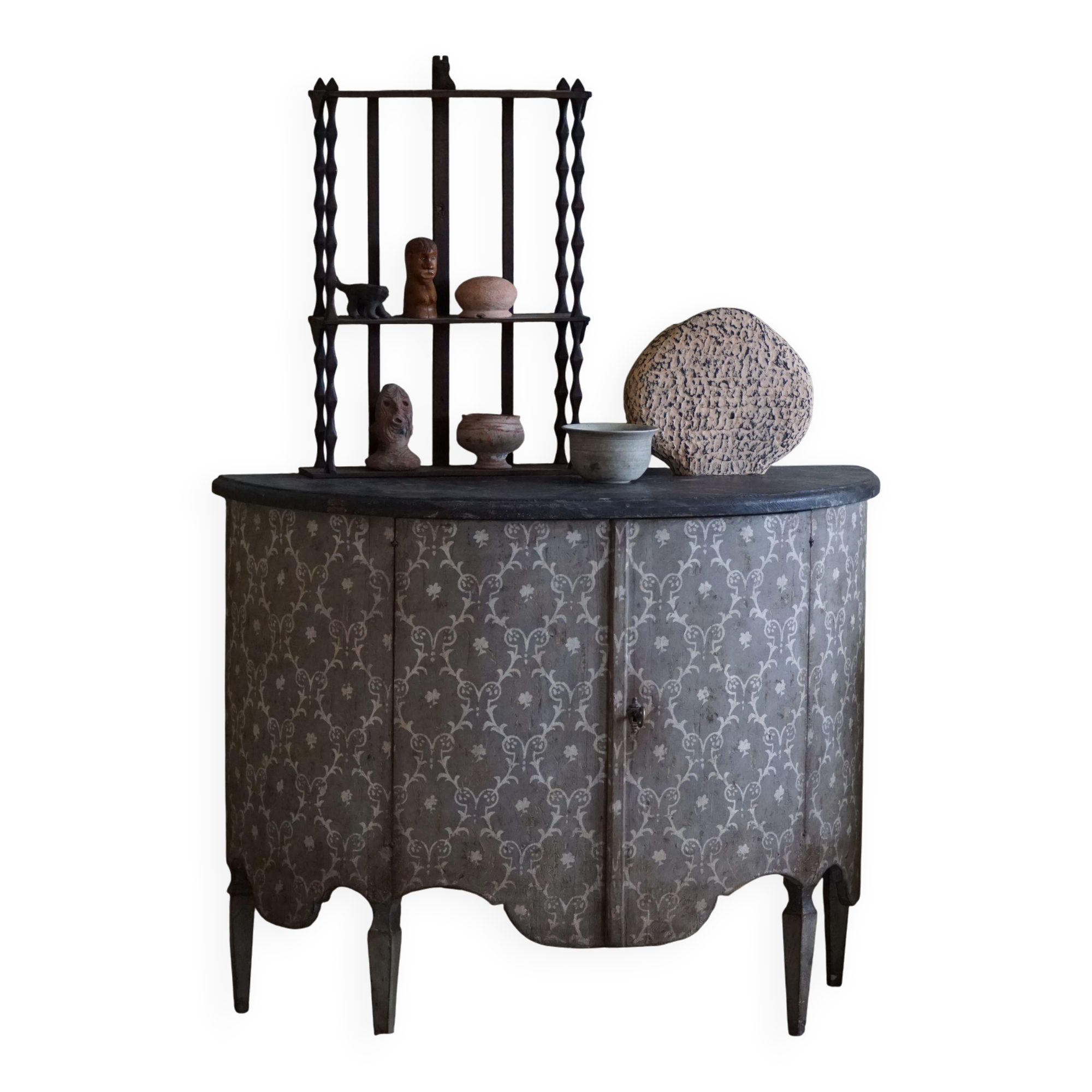 19th-century painted pine wardrobe, Italian cabinetmaker, made in Tuscany.