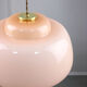Mid-century Pink Glass & Brass Pendant Lamp