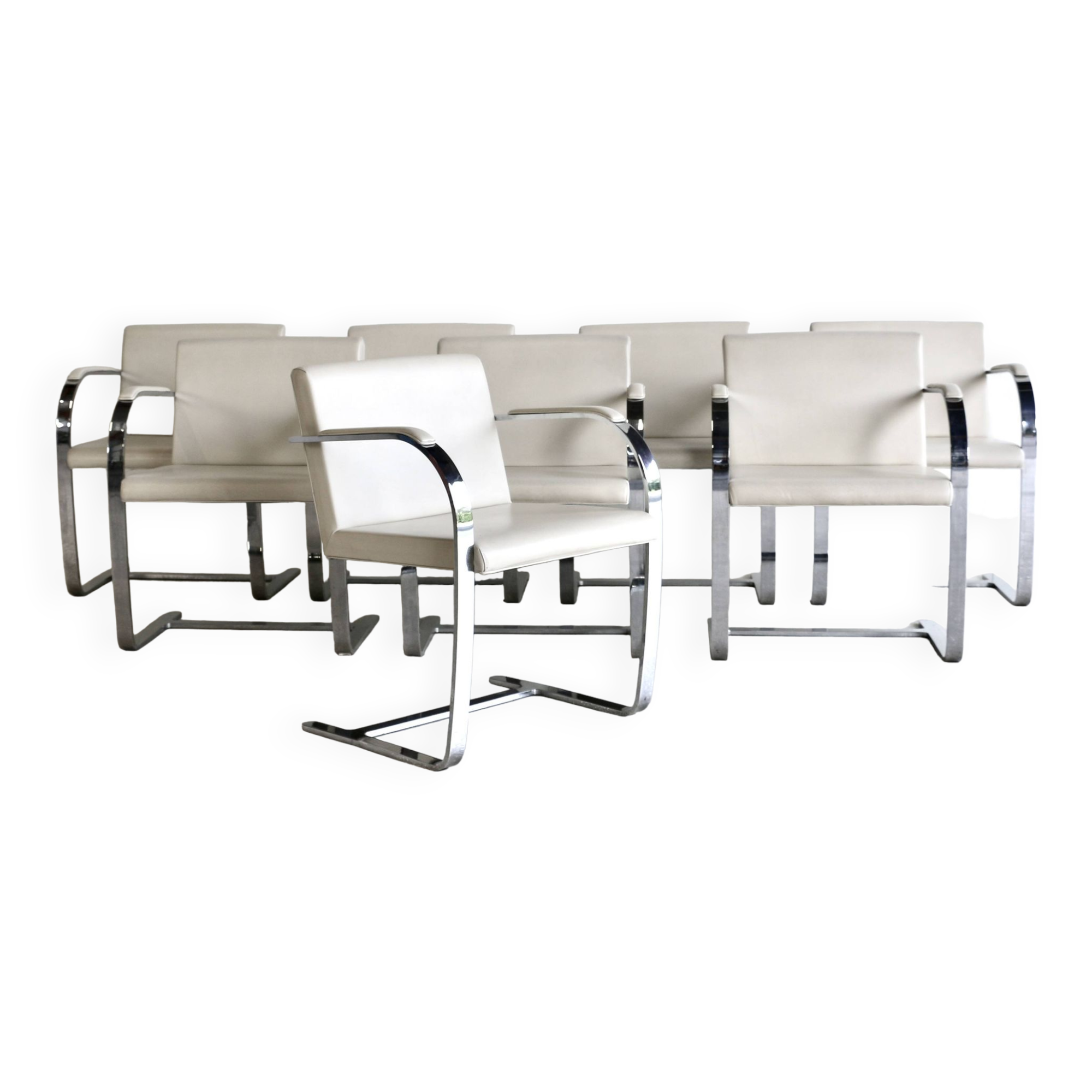A set of eight BRNO chairs by Mies Van Der Rohe, 1980s.