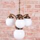 Art Deco Dissociative Chandelier in Brass and Opaline Glass, Czech, 1920s
