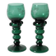 Set of 2 Vintage Emerald Green Wine Stem Crystal Glasses Remmare / 1960s