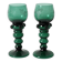 Set of 2 Vintage Emerald Green Wine Stem Crystal Glasses Remmare / 1960s