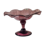 Fruit cup, amethyst bubbled glass compotier