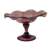 Coupe à fruits, compotier verre bullé améthyste