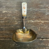 Cuillère de Service Louche Ancienne Metal Argenté + Manche Porcelaine