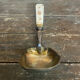 Old Silver-Plated Metal Serving Spoon + Porcelain Handle