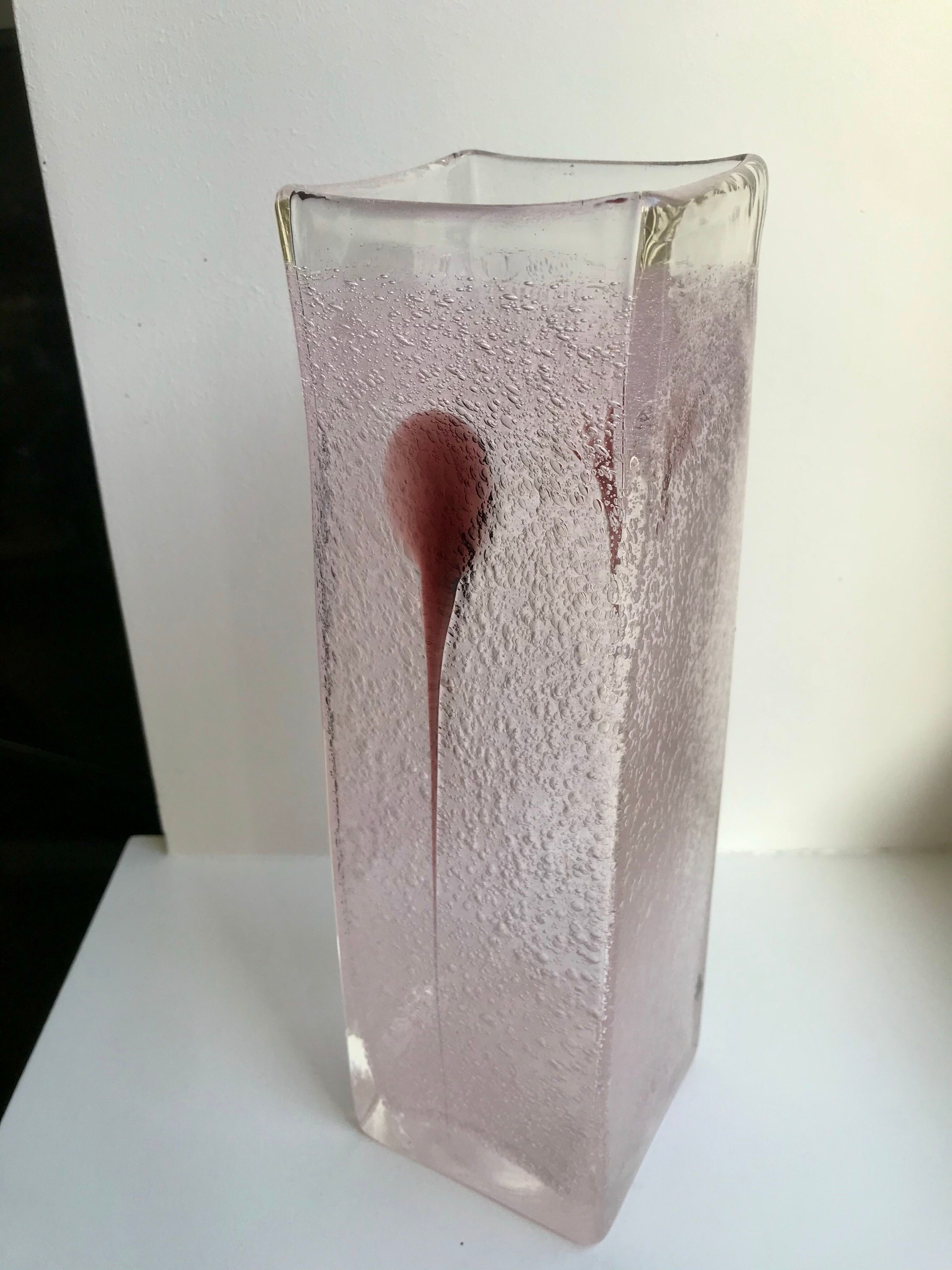 Pink and purple blown bubble glass vase 1960s 1970s