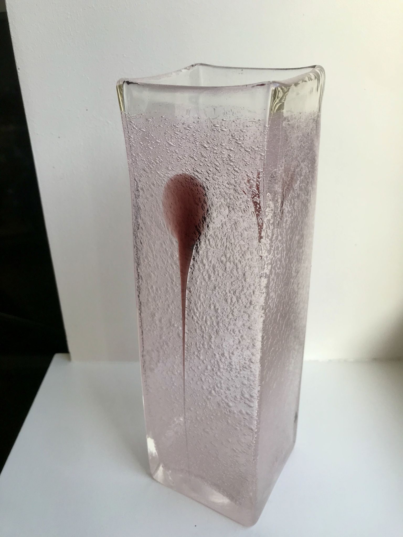 Pink and purple blown bubble glass vase 1960s 1970s