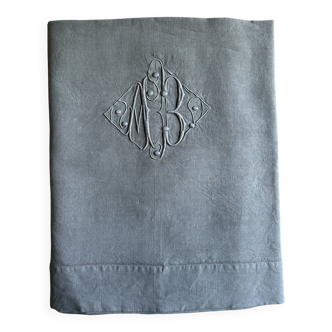 Drap ancien en fil de lin gris