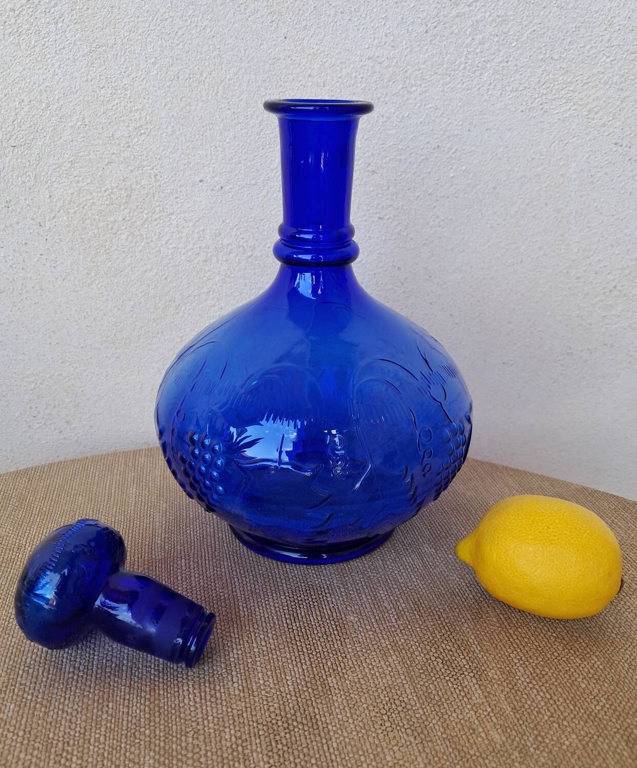 Blue glass carafe