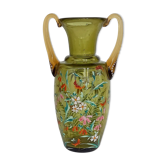 Vase en verre vert émaillé
