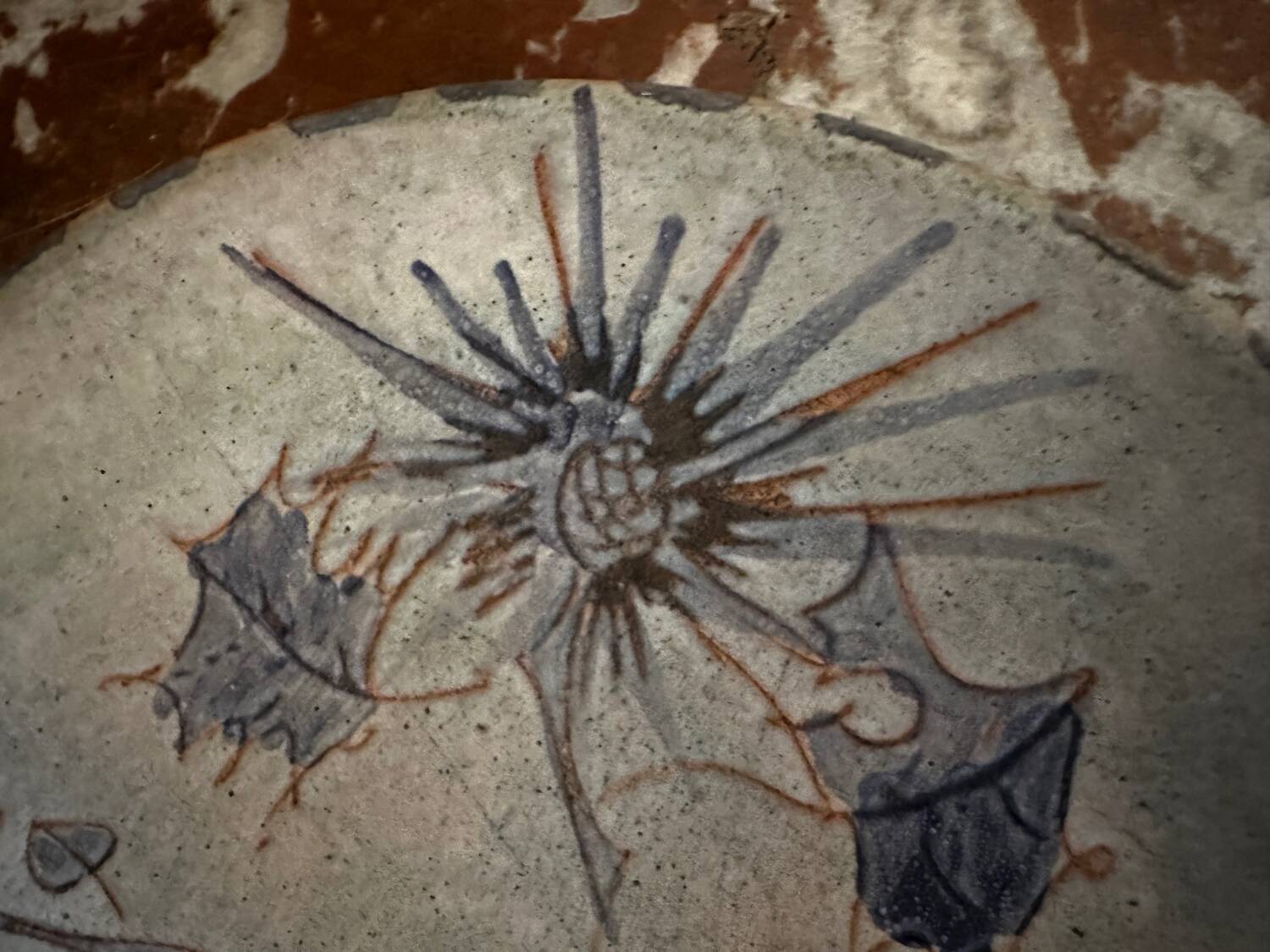 Ceramic plate signed by Marie-Madeleine Jolly – thistle decoration – year