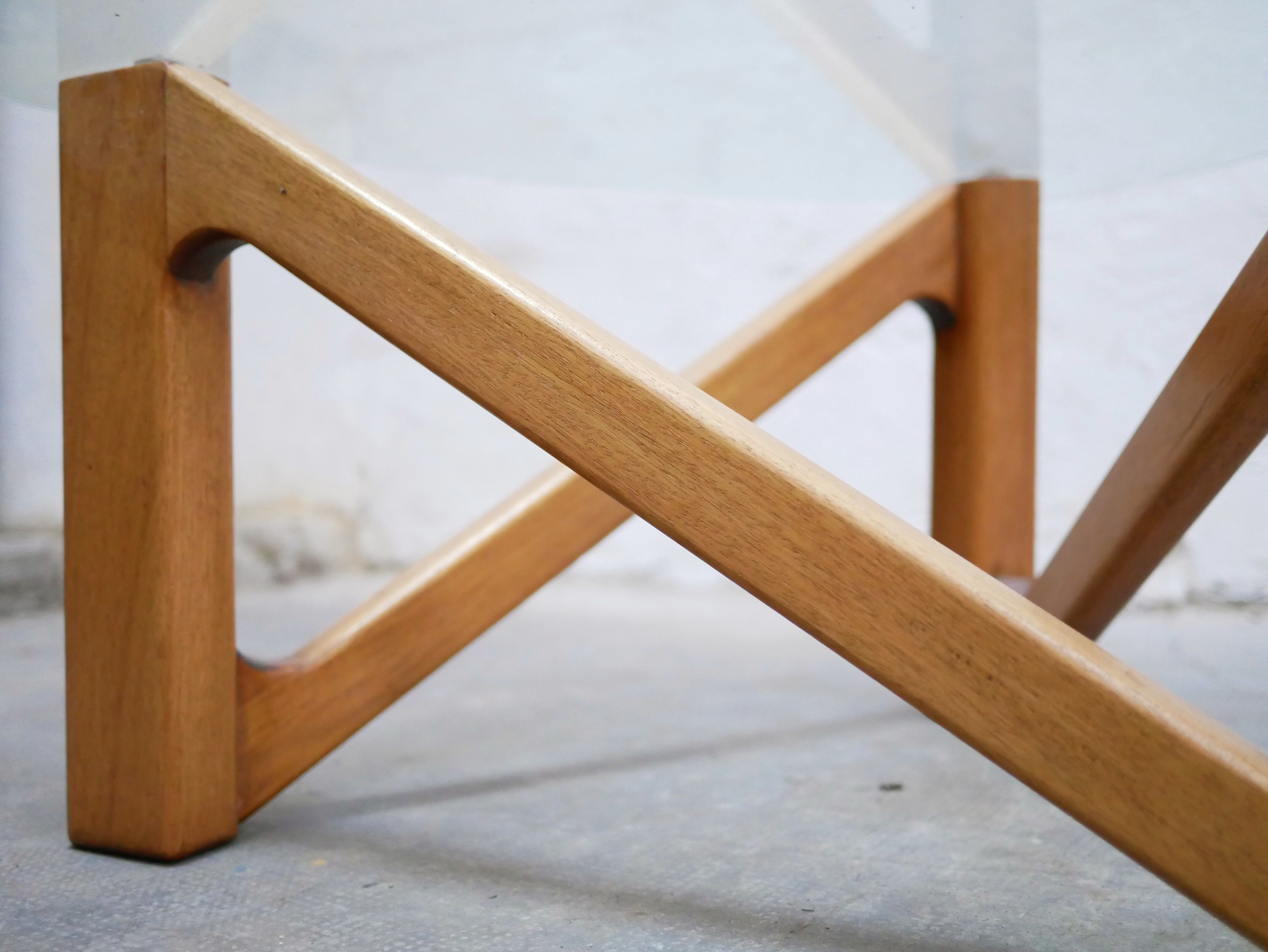 Vintage coffee table in wood and glass