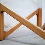 Vintage coffee table in wood and glass