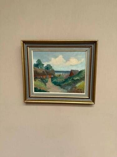 Oil on Panel 'Sea View' by S. Palm, Signed, Vintage & Framed 40 × 34 cm