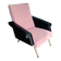 Fauteuil vintage en bouclette vieux rose et cuir noir