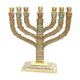 Hebrew candlestick with 7 branches in brass
