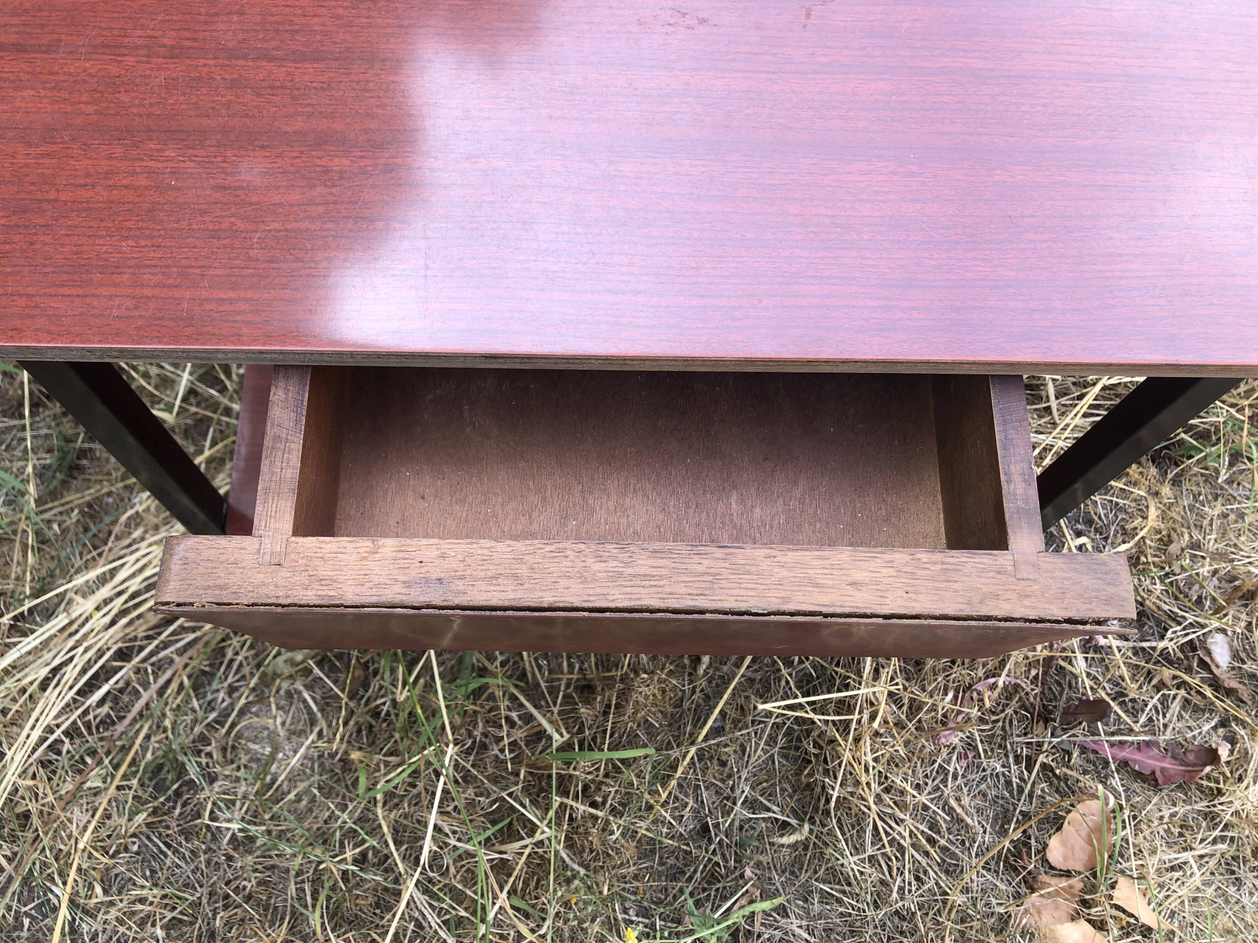 Bedside table or nightstand Formica brown 60s vintage
