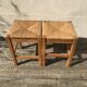 Pair of vintage beech stools seated mulched