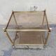 Vintage brass side table and 2 smoked glass trays