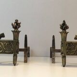 Pair of Empire period bronze andirons