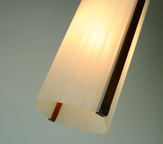Danish modern pendant lamp teak opaline glass textured glass 1950s 60s mid century light
