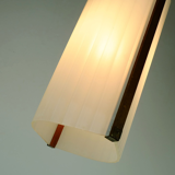 Danish modern pendant lamp teak opaline glass textured glass 1950s 60s mid century light