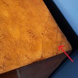 Art Deco cabinet in speckled maple veneer with asymmetrical shelves