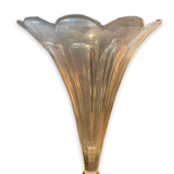 Paire de vasse cornet en bronze et cristal