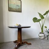 Empire walnut and marble pedestal table, late 19th century