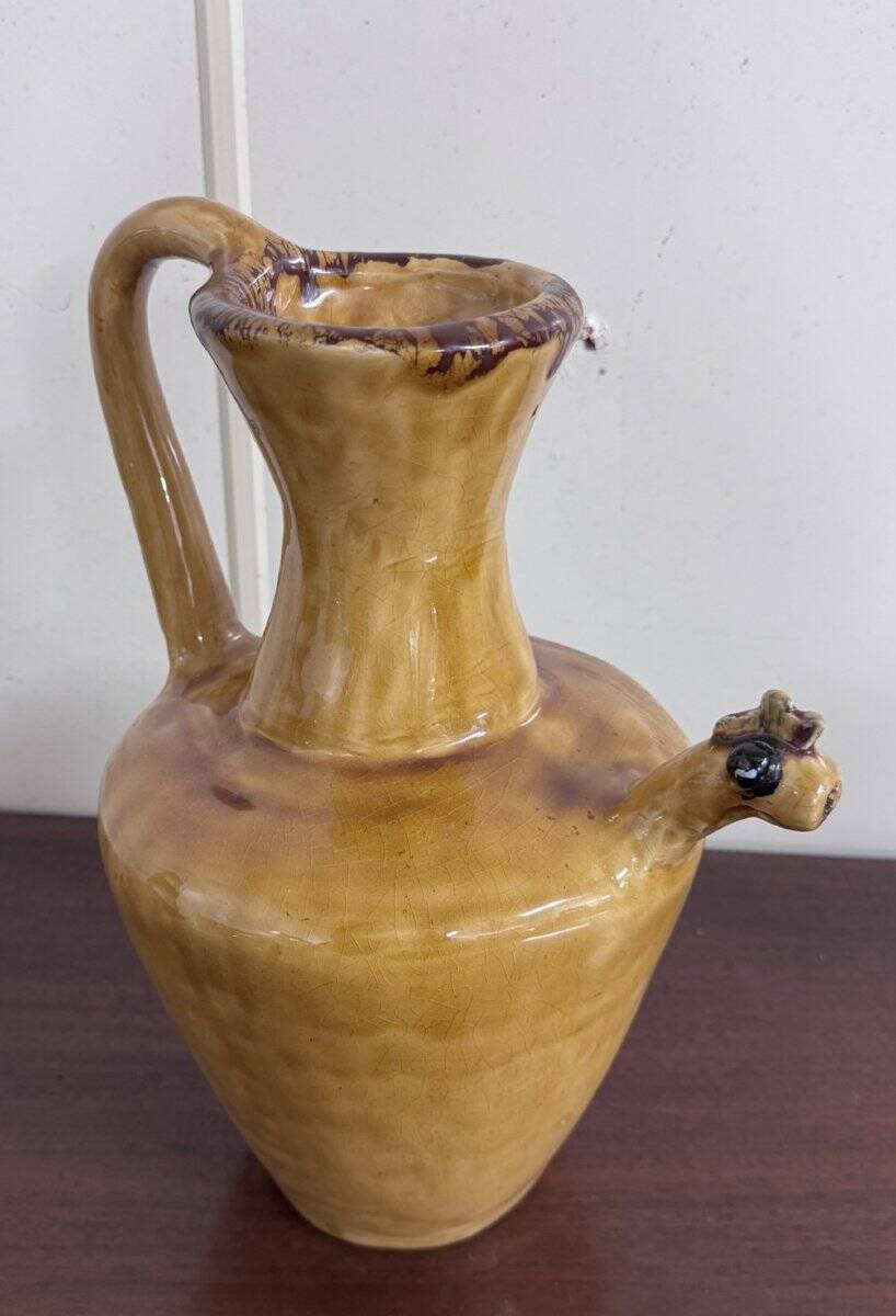 Jug, pitcher, ceramic lady with a glazed finish.