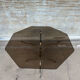 1970s table – chrome, brass, and smoked glass