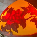 large bronze mushroom lamp with magnificent glass paste signed 7kg h51x33