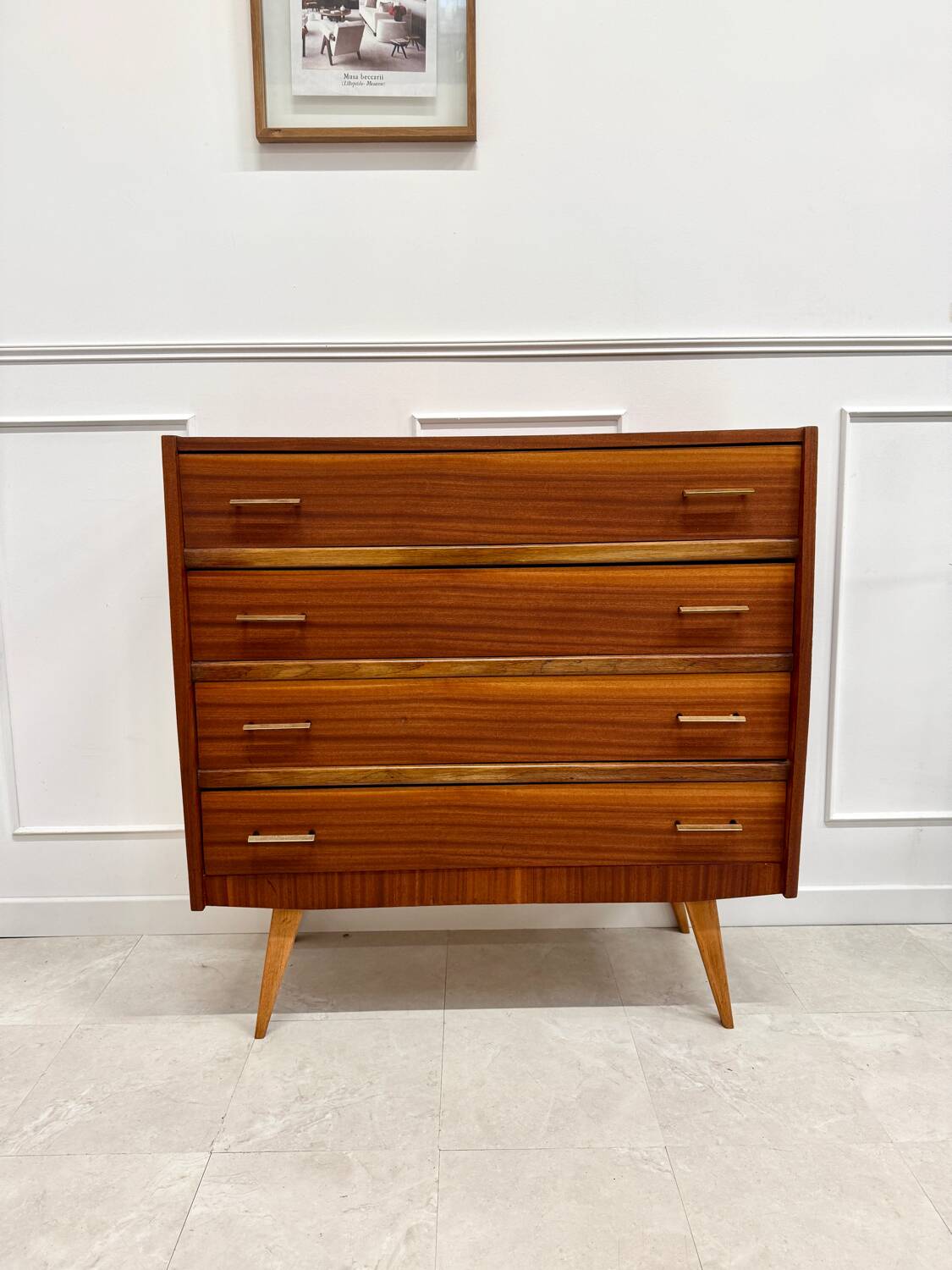 Vintage chest of drawers with compass feet