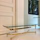 Vintage coffee table with bevelled glass and plexiglass from the 1970s.